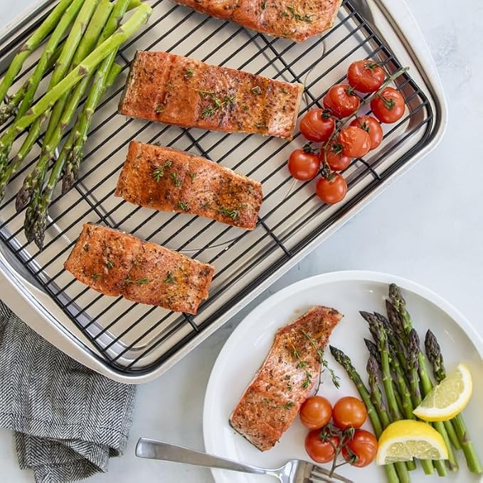 Nordic Ware Oven Crisp Baking Tray 2pc Set Includes Pan and Rack; Natural - Image 2