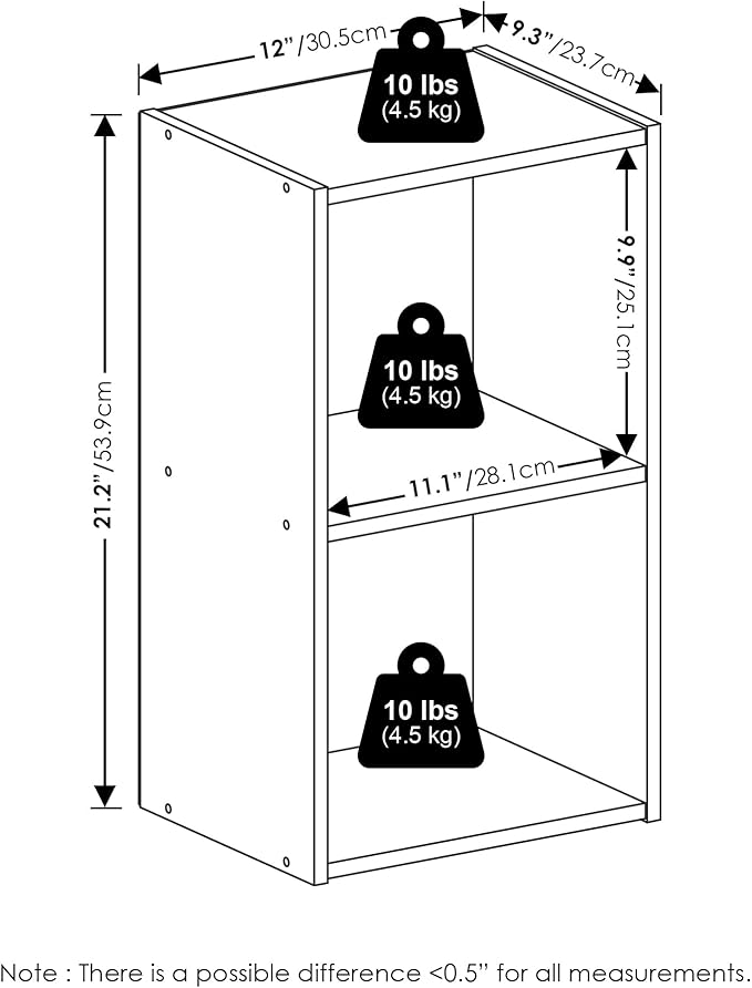 Furinno PASIR Book Shelf, 2-Tier Modern Bookshelf, Open Shelves Bookcase 9 x 12 - Image 3