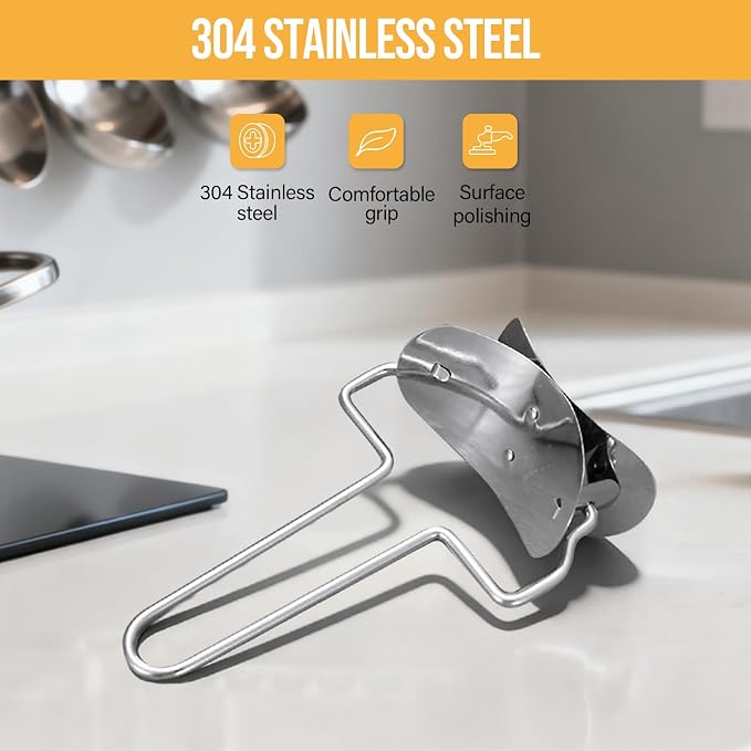 2 Pieces Stainless Steel Pastry Rolling Cutter Circle Dough Blade Roller - Image 6