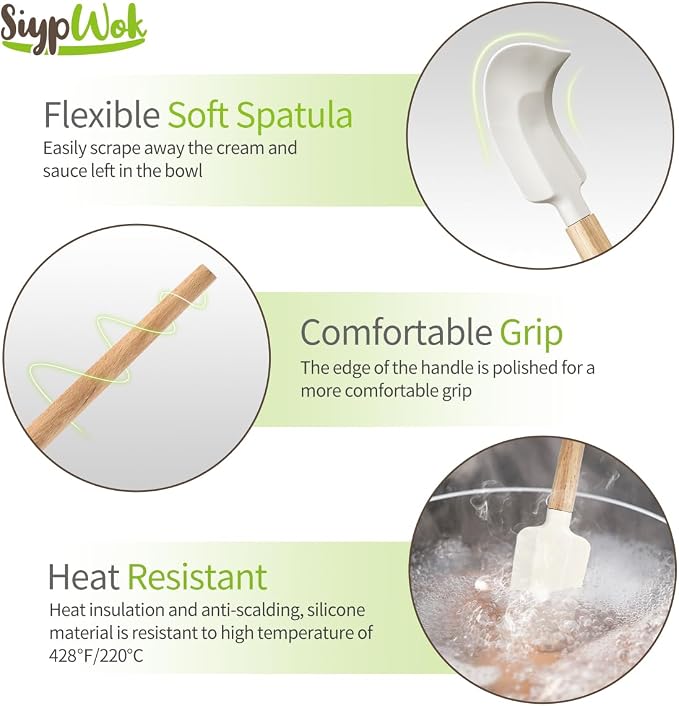 Silicone Spatula Set, Food Grade Rubber Spatula-4 Piece Nonstick Rubber Spatulas - Image 6