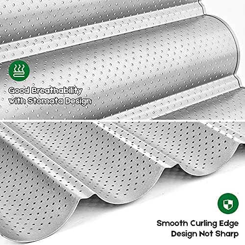 AMAGABELI 2 Pack Baguette Bread Pan 15" x 13" Nonstick Perforated