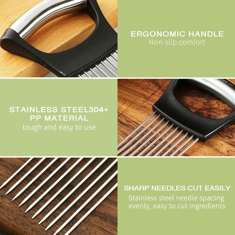 Onion Holder for Slicing, Stainless Steel Slicer Onion Cutter for