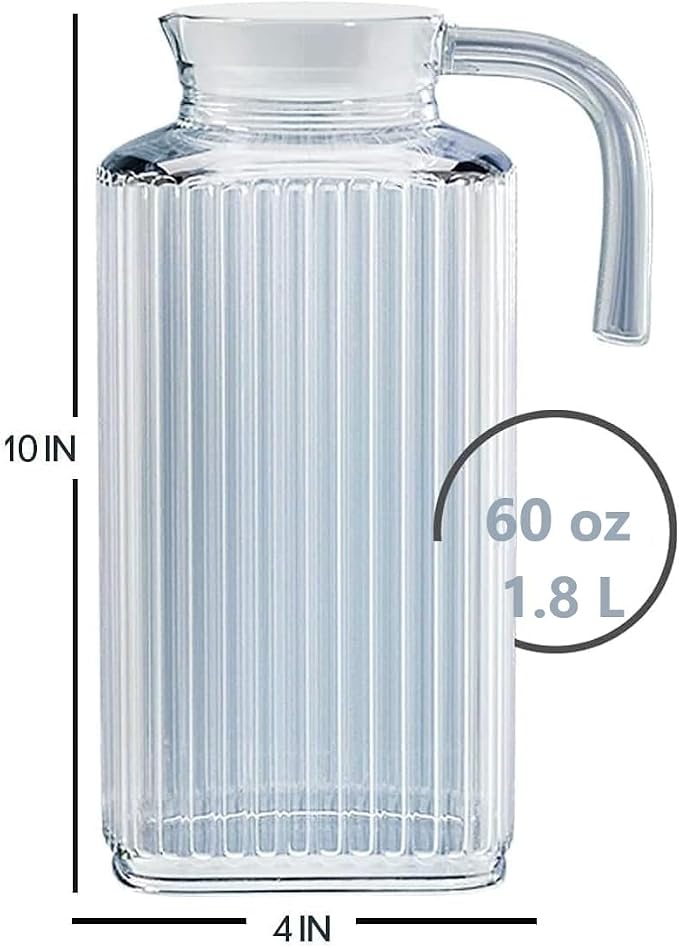 Fridge Pitcher Set of 2– 60 OZ. Glass Water Pitcher - Image 6
