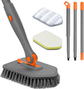 nacena Shower Scrubber with Long Handle, 3 in 1 Tile Tub Scrubber Brush with 3 by nacena