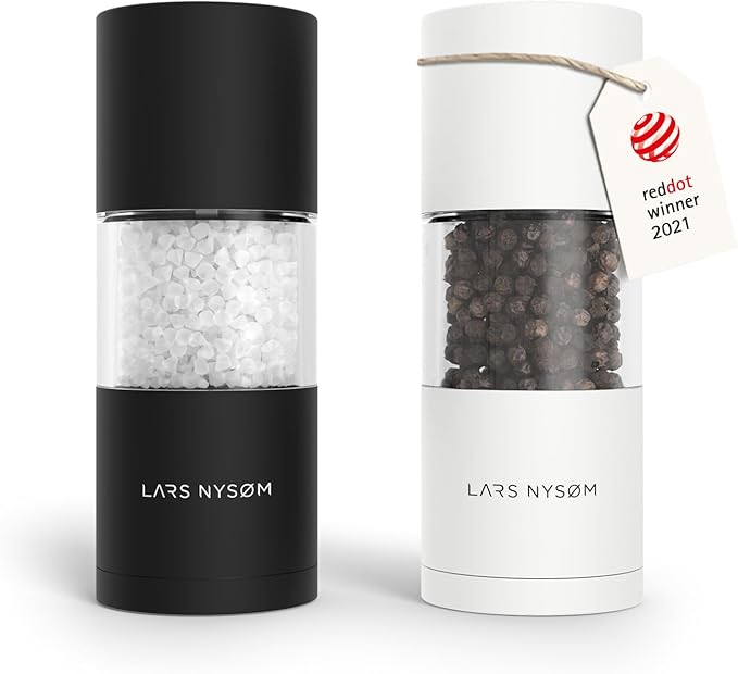 LARS NYSØM Salt and Pepper Grinder Set, Manual Salt and Pepper Mills by LN