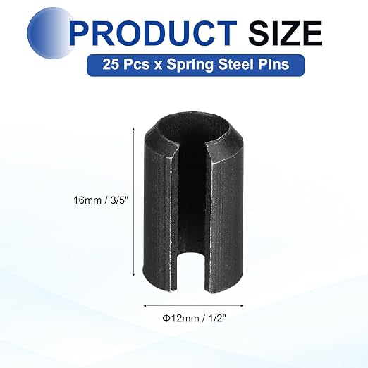 MECCANIXITY 25Pcs Slotted Split Roll Pins 1/2 Inch Dia. 3/5 Inch Length 65Mn - Image 2