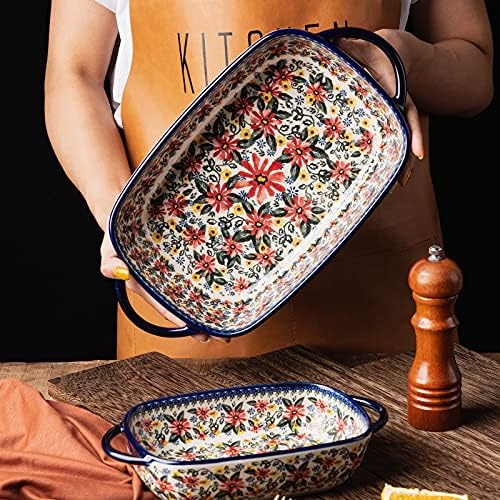Blue Ceramic Rectangular Baking Dish Set, 2-Piece