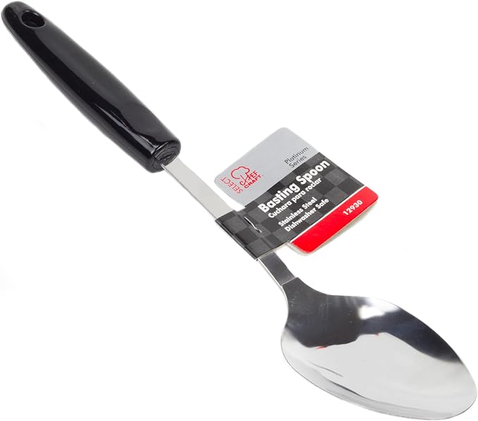 Chef Craft Select Basting Spoon, 12 inch, Stainless Steel/Black - Image 2