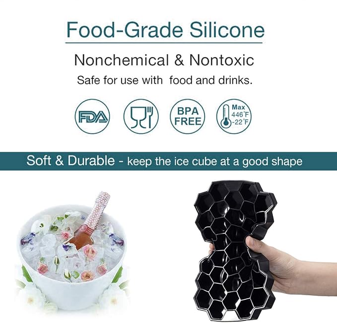 Jisile Ice Cube Trays for Freezer, Hexagonal Ice Tray - Image 2