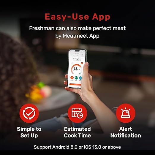 WiFi Wireless Bluetooth Meat Thermometer Digital, Smart AI Powered Cooking - Image 4