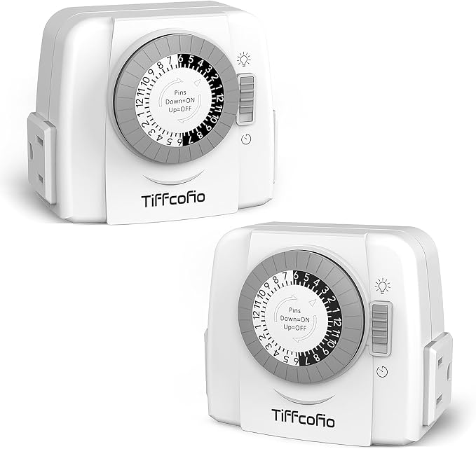 TiFFCOFiO Indoor Mechanical Outlet Timer, 3 Prong Timers by TiFFCOFiO