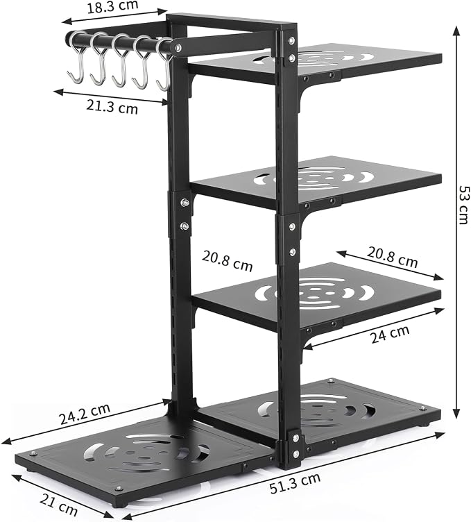 4-Tier Pot and Pan Organizer Rack, Adjustable Kitchen Cabinet Storage - Image 3