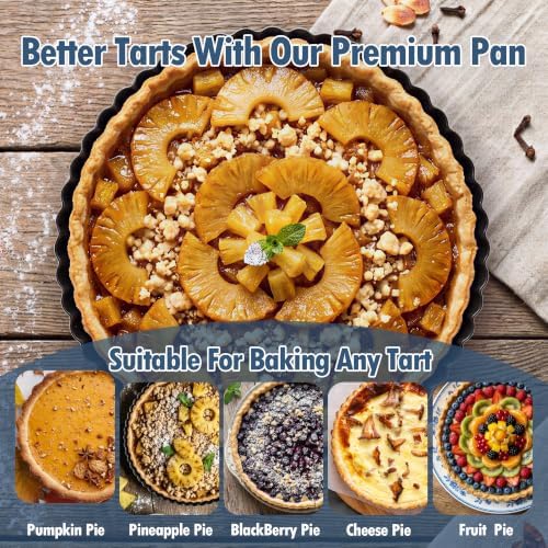 2 Pack 9 Inch Tart Pan,Removable Bottom,Nonstick Carbon Steel Quiche
