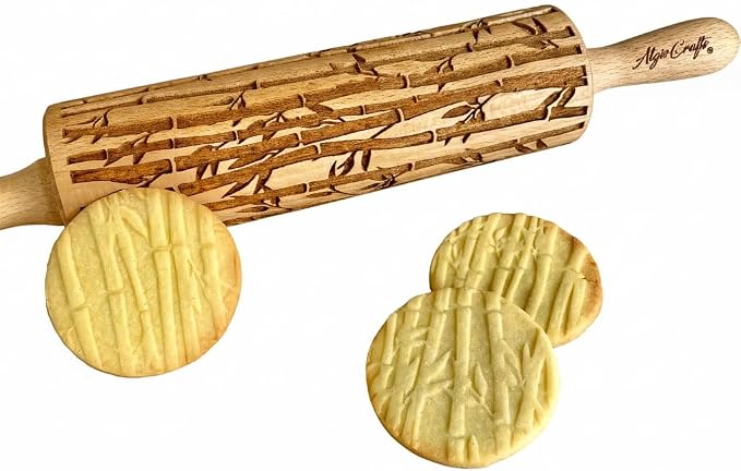 BAMBOO Embossed Rolling Pin for Ceramic. Clay Roller and Ceramic Stamp for by ALGISCRAFTS
