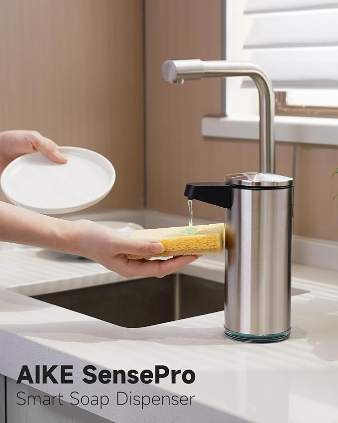 AIKE SensePro Automatic Soap Dispenser Type-C Rechargeable, Brushed Stainless - Image 2