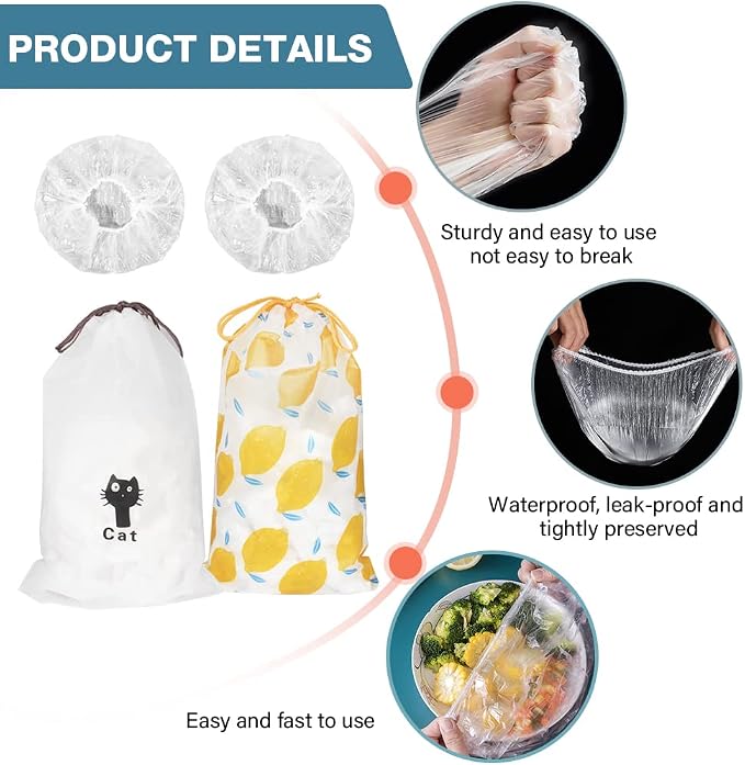 200PCS Plastic Elastic Bowl Covers Reusable, Food Storage Covers - Image 5