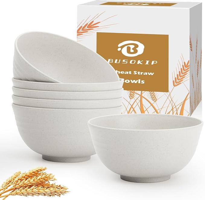 Wheat Straw Bowl 26oz, Cereal Bowls Sets of 6, Unbreakable Soup & Salad Bowl by BUSOKIP
