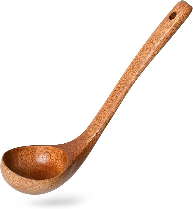 Wooden Soup Ladle, 2.5 fl oz Medium Scoop Utensil by HEFILD