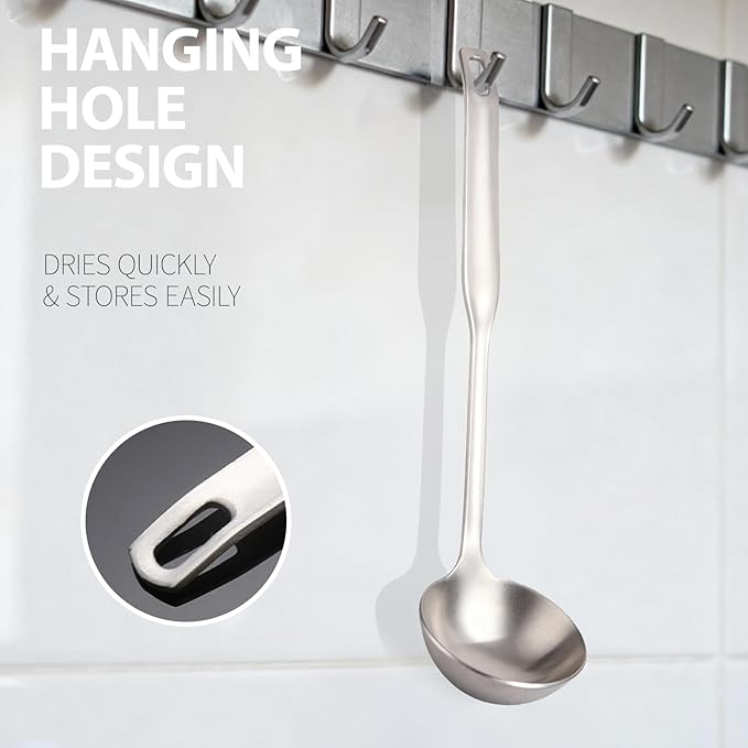 Professional Stainless Steel Soup Ladle, 11.8" Comfort Grid, Long Ergonomic - Image 4