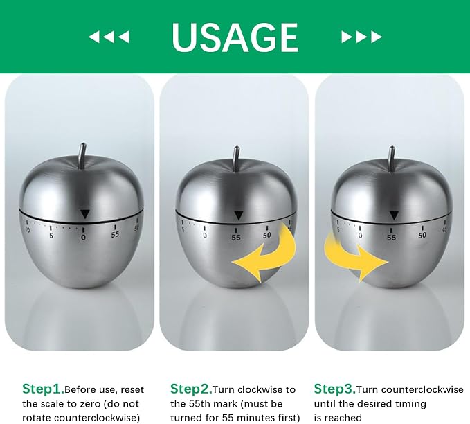 Mechanical Kitchen Timer, Cute Wind Up 60-Minute Manual Countdown - Image 3