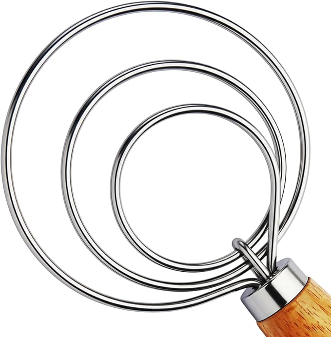TEEVEA Danish Dough Whisk for Bread Sourdough, Wooden Handle & Stainless Steel by TEEVEA