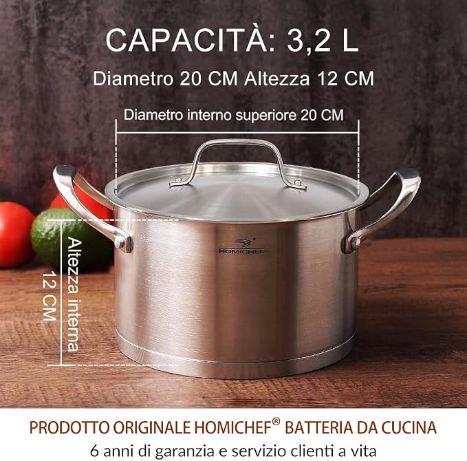 HOMICHEF 3.5QT Silver Nickel Free Stainless Steel Stockpot - Image 9