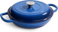 3 Quart Enameled Cast Iron Braiser, Non Stick Enameled Cast Iron Skillet by Fijinhom