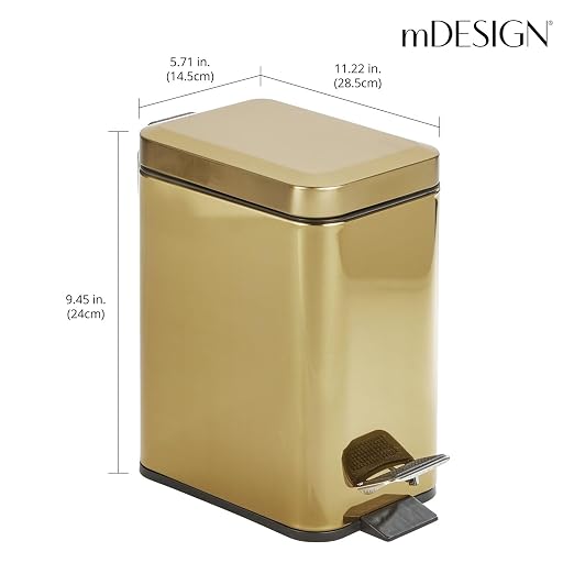 mDesign Slim Metal Rectangle 0.8 Gallon Trash Can - Image 3