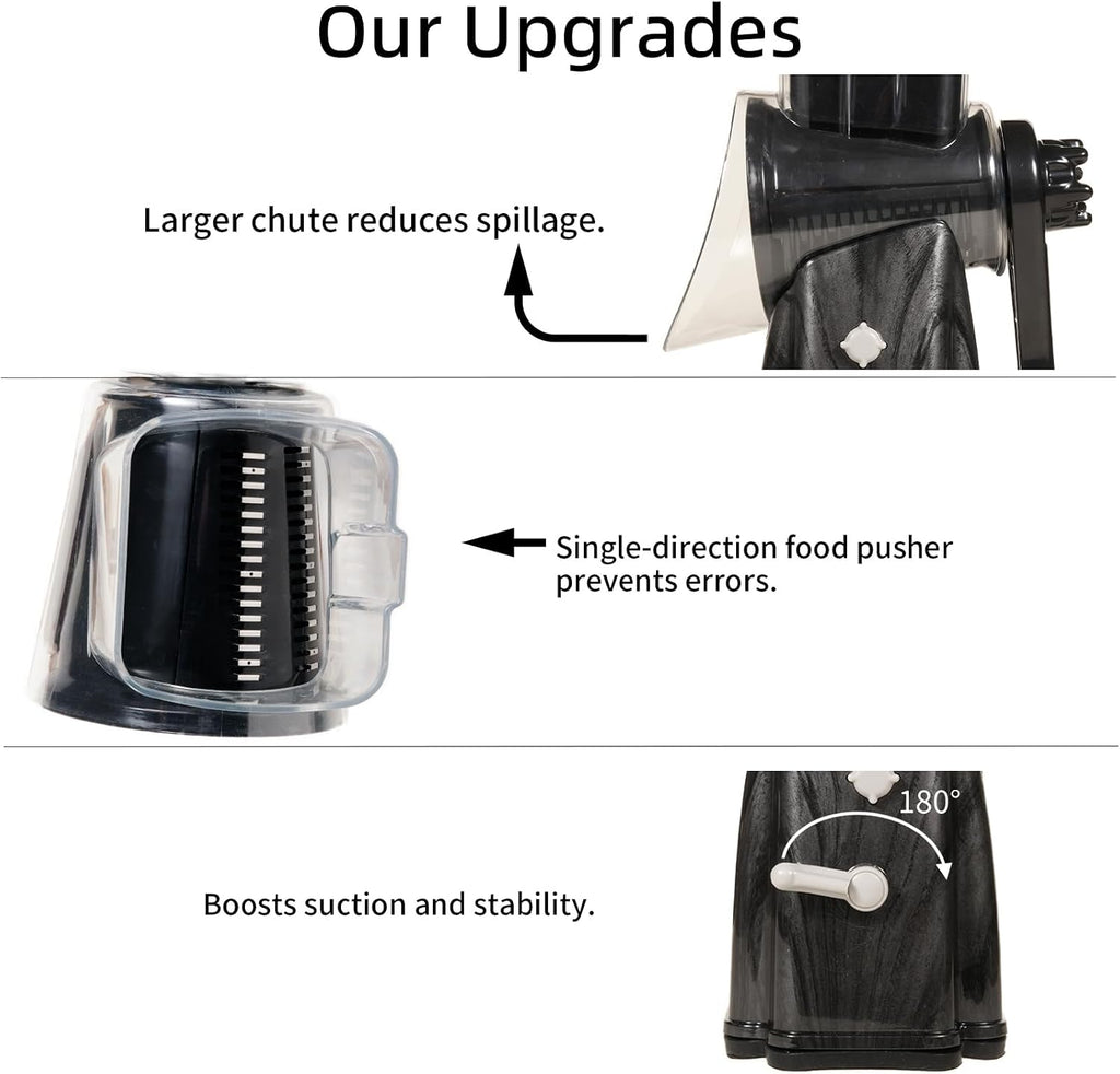 Upgrade Rotary Cheese Grater Shredder with Handle, Strong Suction