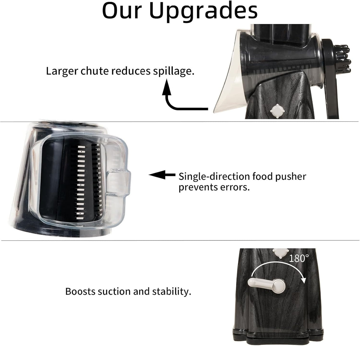 Upgrade Rotary Cheese Grater Shredder with Handle, Strong Suction