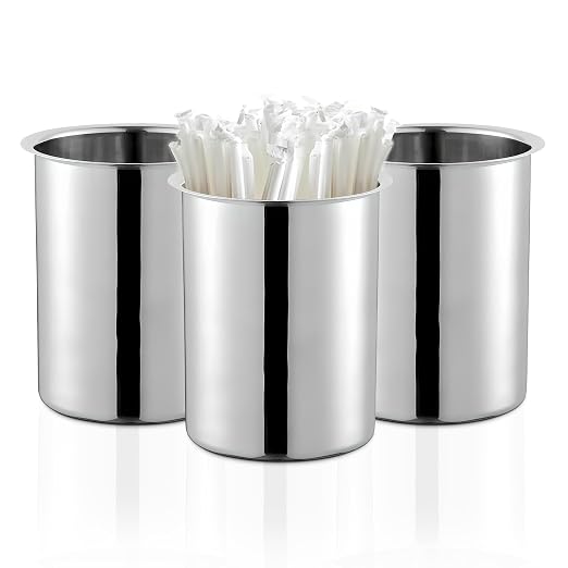 OCS Parts 6.75-Inch Kitchen Utensil Holders | Set of 3 | Stainless Steel by OCSParts