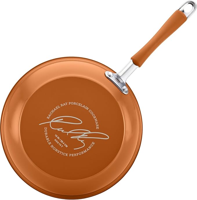 Rachael Ray Cucina Nonstick Cookware Pots and Pans Set, 12 Piece, Pumpkin Orange - Image 10