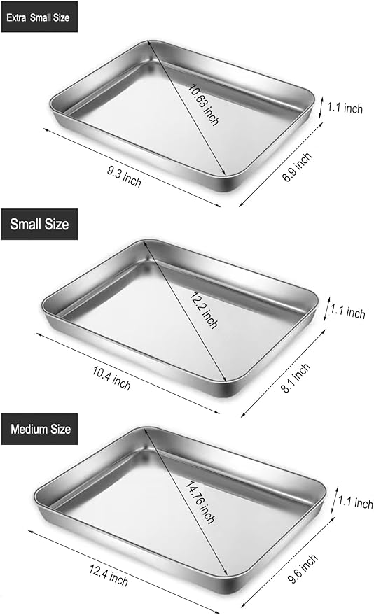 Small Cookie Baking Sheet Pans Stainless Steel 304 Little Tiny Serving Tray - Image 2