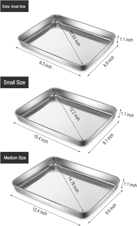 Extra Small Baking Sheet Pans Stainless Steel 304 Tiny Little Serving Tray 9.3 - Image 2