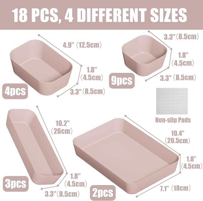 Plastic Drawer Organizers, Desk and Vanity Organizer Plastic Tray, Makeup - Image 2