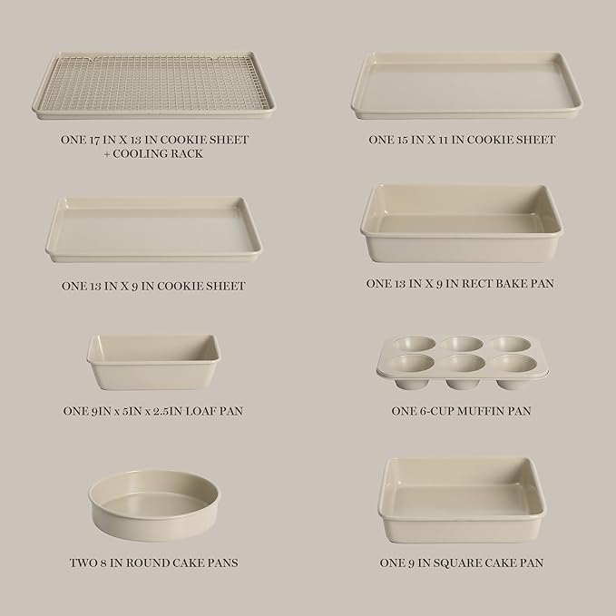 Martha Stewart Gallen 10 Piece Baking Pans Ceramic PFA Free Non Toxic Non Stick - Image 3