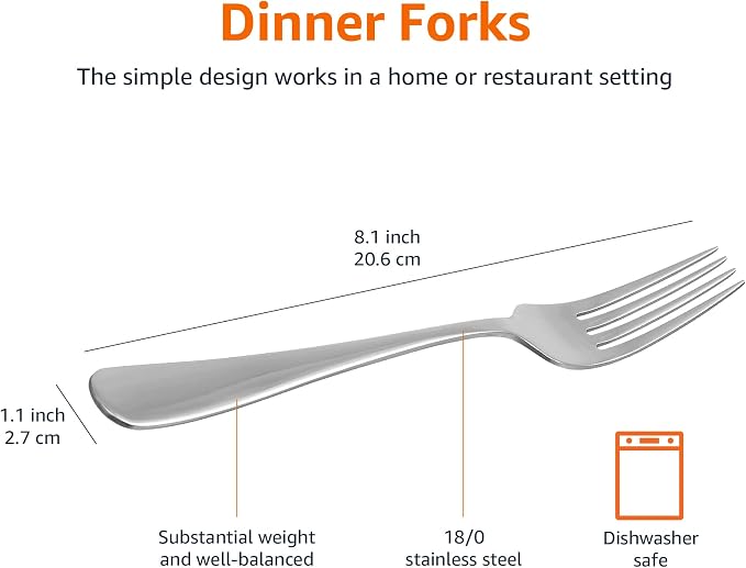 Amazon Basics Stainless Steel Dinner Forks - Image 5