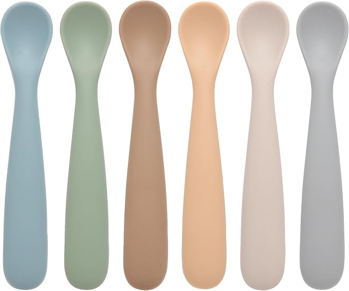 Eascrozn Baby Spoons, 6 Pack First Stage Silicone Feeding Spoons, Soft Tip by Eascrozn