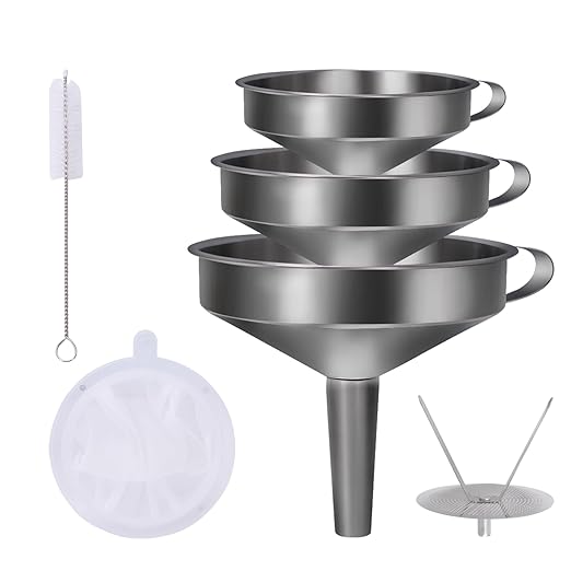 5 in 1 Funnels for Filling Bottles Stainless Steel Small Kitchen Funnel Set for by MASANIU