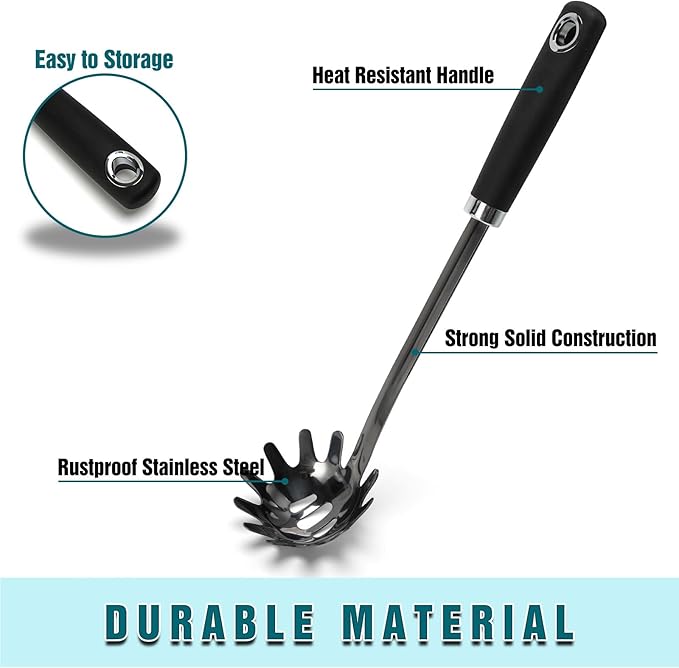 Stainless Steel Spaghetti Spoon, 13 Inch Pasta Server - Image 2