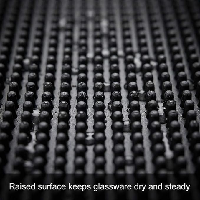 QWORK 12"x6" Black Rubber Bar Mat – 6 Pack Non-Slip Drainage Pad - Image 6