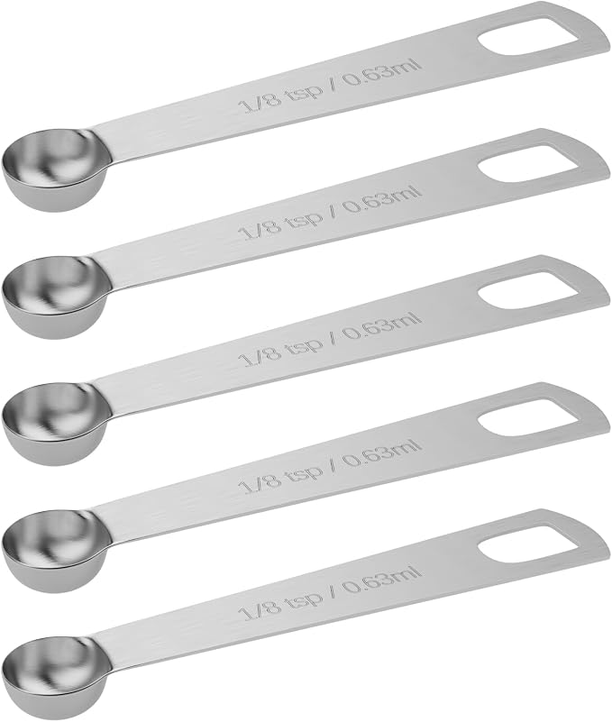 5PCS 1/8tsp Single Measuring Spoon, Stainless Steel Individual Teaspoons Only by BERYLER