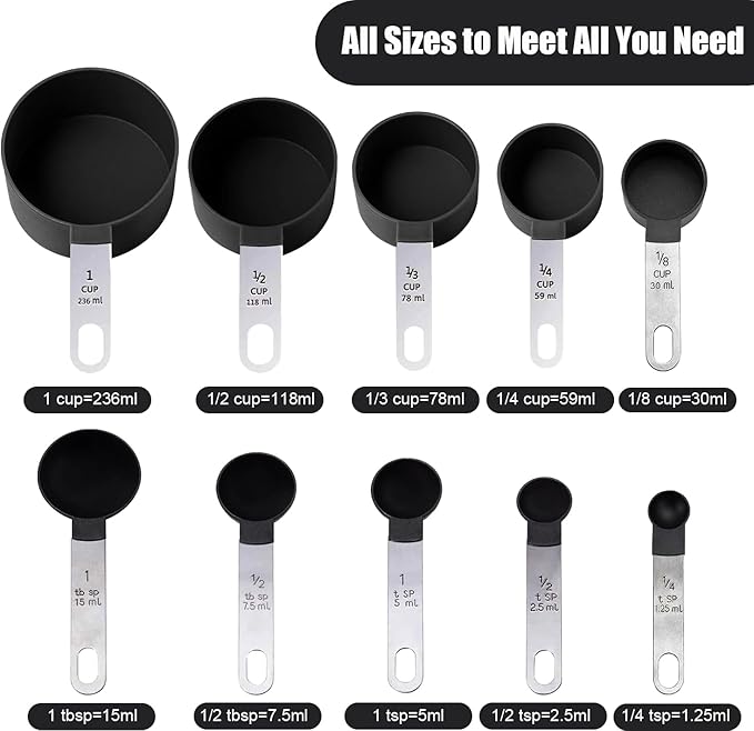 Measuring Cups and Spoons Set, 10-Piece Stackable Kitchen Tools - Image 3