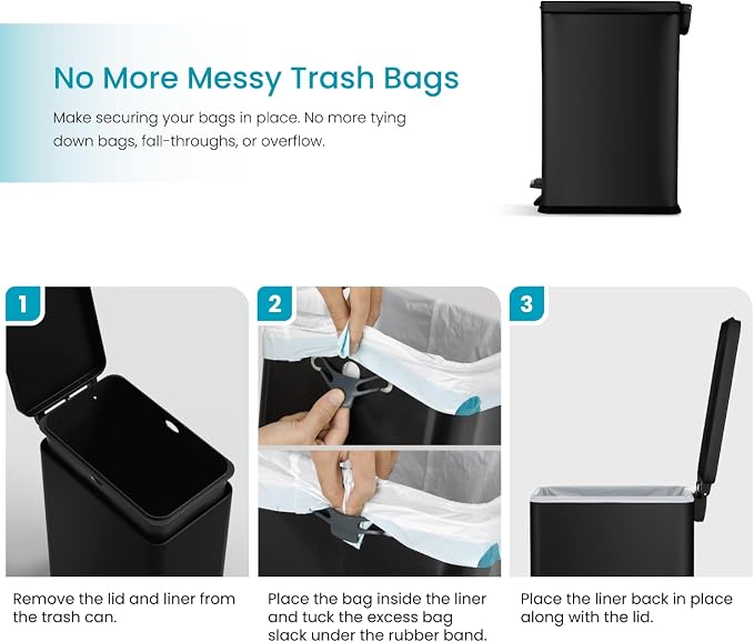 Home Zone Living 4 Gallon Slim Kitchen Trash Can - Image 5
