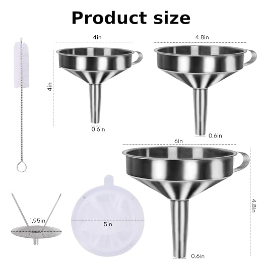 5 in 1 Funnels for Filling Bottles Stainless Steel Small Kitchen Funnel Set for - Image 5