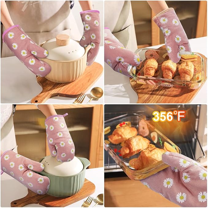 AUAUY Oven Mitts and Potholders, BBQ Gloves Heat Resistant, 1 Pair Oven Mitts - Image 6