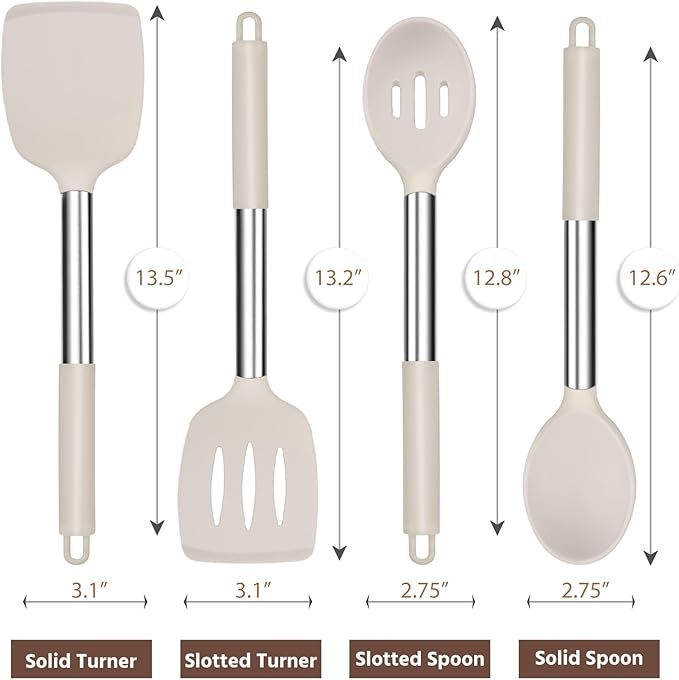 E-far Cooking Utensils Set of 4, Silicone Kitchen Utensils - Image 2
