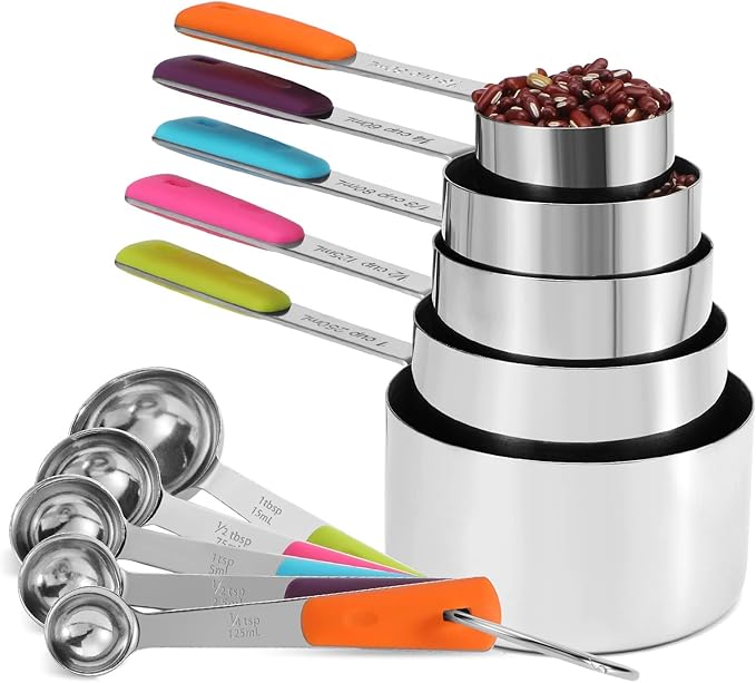 Bopei Measuring Cups and Spoons Set Stainless Steel 10 Piece by Bopei