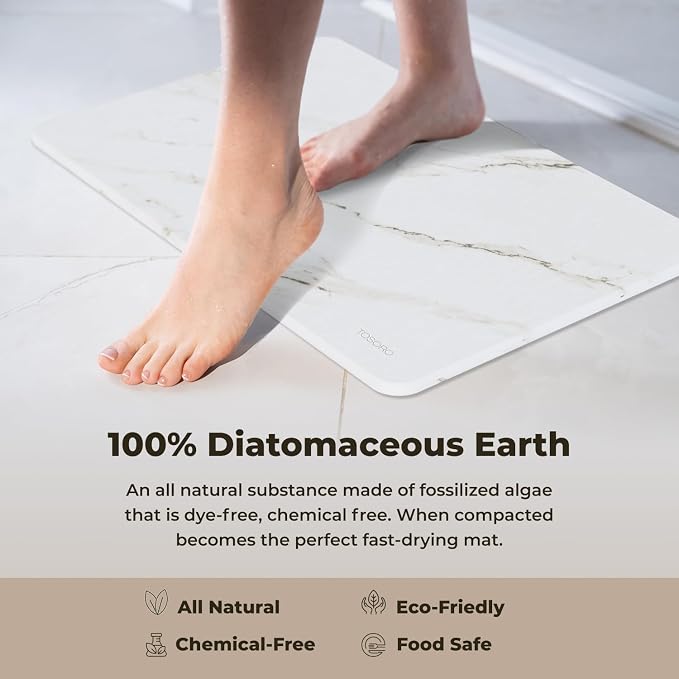 TOSORO - Stone Bath Mat Diatomaceous Earth Shower Mat Non-Slip Super Absorbent - Image 4