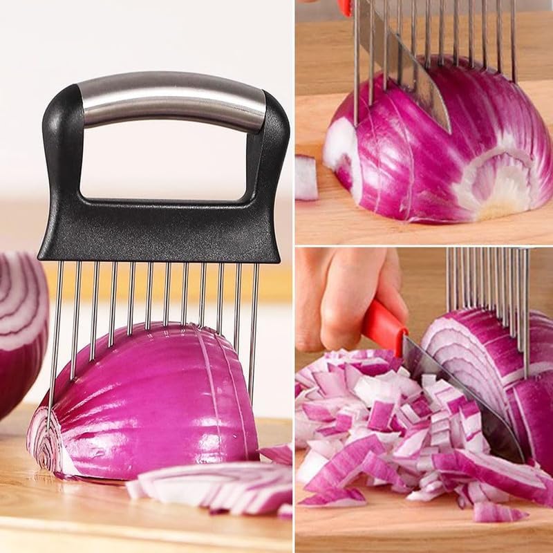 Onion Holder for Slicing, Stainless Steel Slicer Onion Cutter for